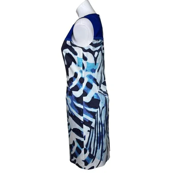 T Tahari NWT $148 Zebra Print Shira Dress, Blue Cloud Women's Size 8 - Picture 6 of 10